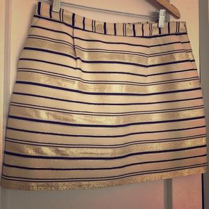 JCrew gold striped mini skirt